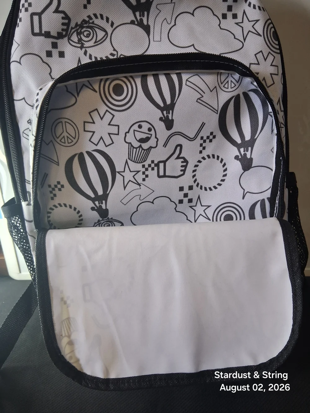 Black And White Doodle Print Backpack Graphic Sketch School Bag